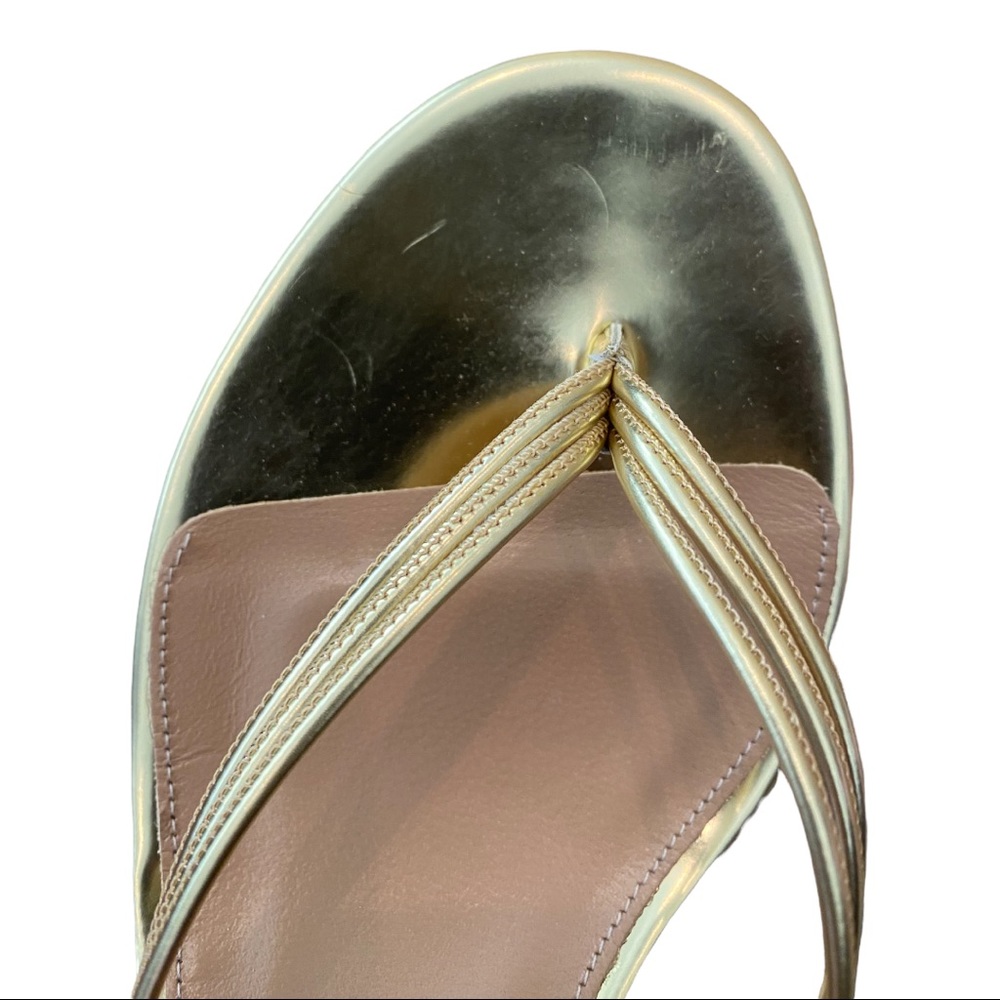 Aquazurra Pedi Gold Metallic Leather Wedge Sandals BNIB Sz EU 40 - Picture 9 of 15